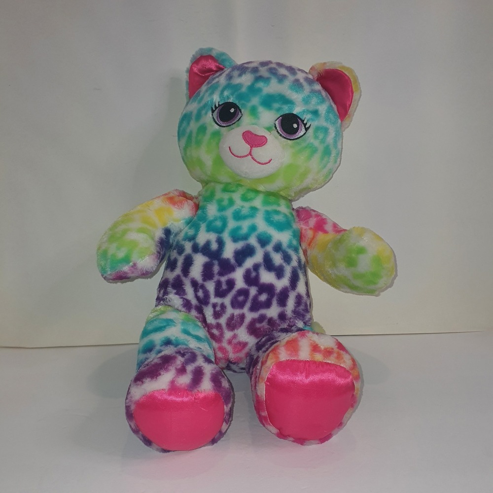 Build A Bear Rainbow Leopard‎ 17' Lisa Frank Plush Animal Multi-color BAB